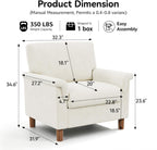 Mid Century Modern Accent Chair,Chenille Comfy Living Room Arm Chairs,Bedroom Reading Chair with Widen Arm Rest,Cozy Single Sofa Corner Side Chair,Easy Assembly Required,Beige