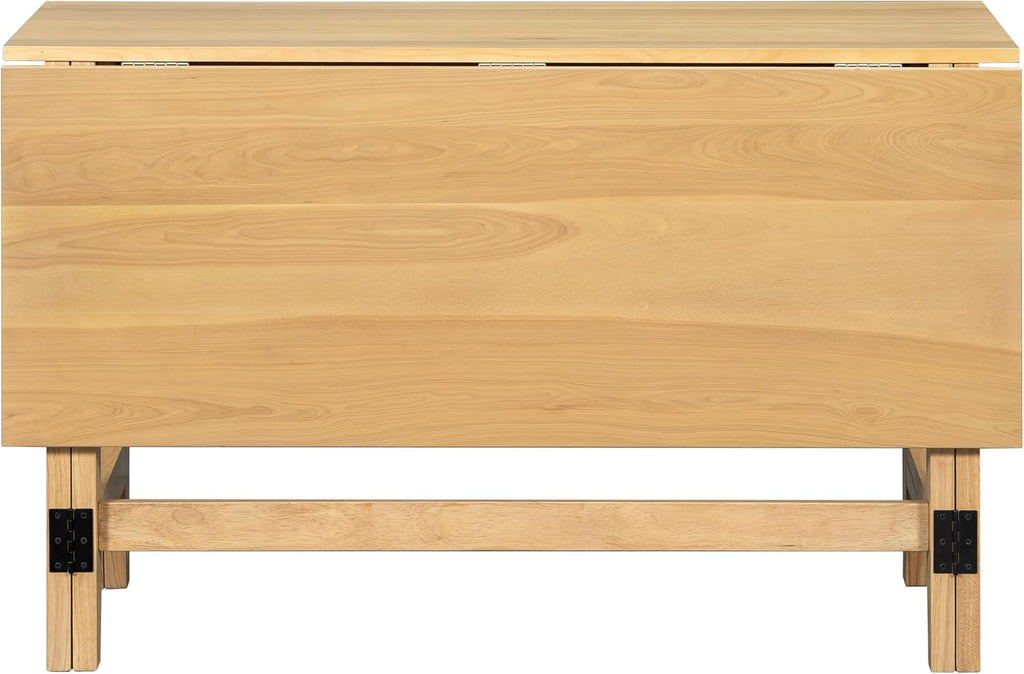 Merax Farmhouse Wood Extendable Dining Table with Drop Leaf for Small Places, Modern Freestanding Scalable Desk for Kitchen & Living Room, Natural
