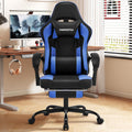 Gaming Chair with Footrest, Comfy Video Game Chairs for Adults Boys with Adjustable Lumbar Support, Linkage Armrests, Reclining Ergonomic Computer Chair for Gaming Office, 360°Swivel, Blue