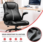 GTPLAYER Office Computer Gaming Chair Ergonomic Desk Chair for Adults with Lumbar Support Flip-Up Arms Adjustable Height Swivel Wheels PU Leather Executive Design for Short People Use, Gray