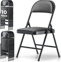 10 Pack Folding Chairs, PU Leather Folding Dining Chairs with Padded Cushion Seat & Back, Indoor Outdoor Folding Chair Set for Home Office, Parties, Events, Wedding, Extra Guest Seating