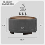 29.5-Inch Round Coffee Table Ottoman with Storage, Multi-Functional Storage Ottoman and Stylish Coffee Table, Flip-Top Tray and Hidden Stow, Suitable for Living Room, Bedroom (Grey)