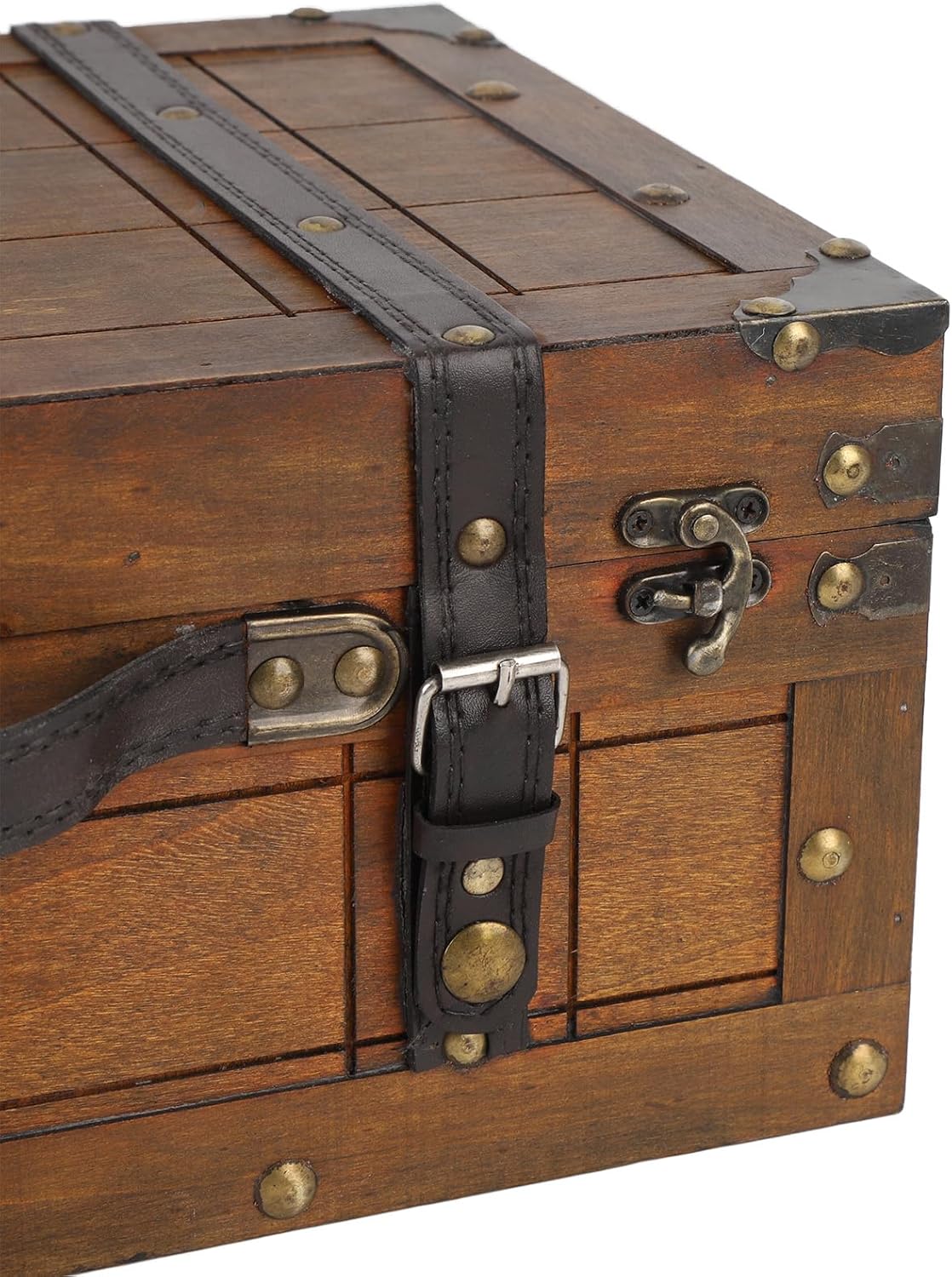 Vintage Distressed Wooden Chest Storage Trunk Handbag for Clothes Toys Photo Prop (Large)