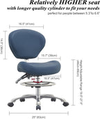 Rolling Drafting Stool Chair with Back Support - Shop Stool with Backrest, Home Office Stool Chair, Height Adjustable Stool with Wheels for Computer, Office, Studio…