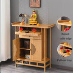 Personal Altar Table,Buddha Niche Buddhist Altars Cabinet with Drawer,Meditation Table with Storage(Light Color,L39IN)