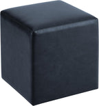 Studio Living® 18” Warren Ottoman Square Faux Leather Bench, Stationary Ottomans, Backless Chair, Footrest for Living Room, Footstool Office, Bedroom, Padded Seat, Navy Blue