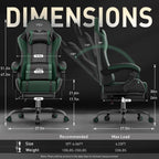 HLDIRECT Gaming Chair, Ergonomic Video Game Seat with 360° Swivel & Lumbar Massage, Computer Chair PU Leather Cushion for Adults Home/Office Use (Black & Green)