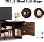 COLAMY TV Stand with Two Doors, Entertainment Center 59" with Adjustable Shelves and Storage, Mid-Century Modern TV Stand for 50/55/65 inch TV, Media Console Cabinet for Living Room, Bedroom Walnut