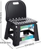 ACSTEP Folding Kids Step Stool with Back Support for Kids,9" Plastic Kids Chair for Outdoor or Indoor Kitchen Step Stools and Bathroom Stool for Toddlers Boys Girls