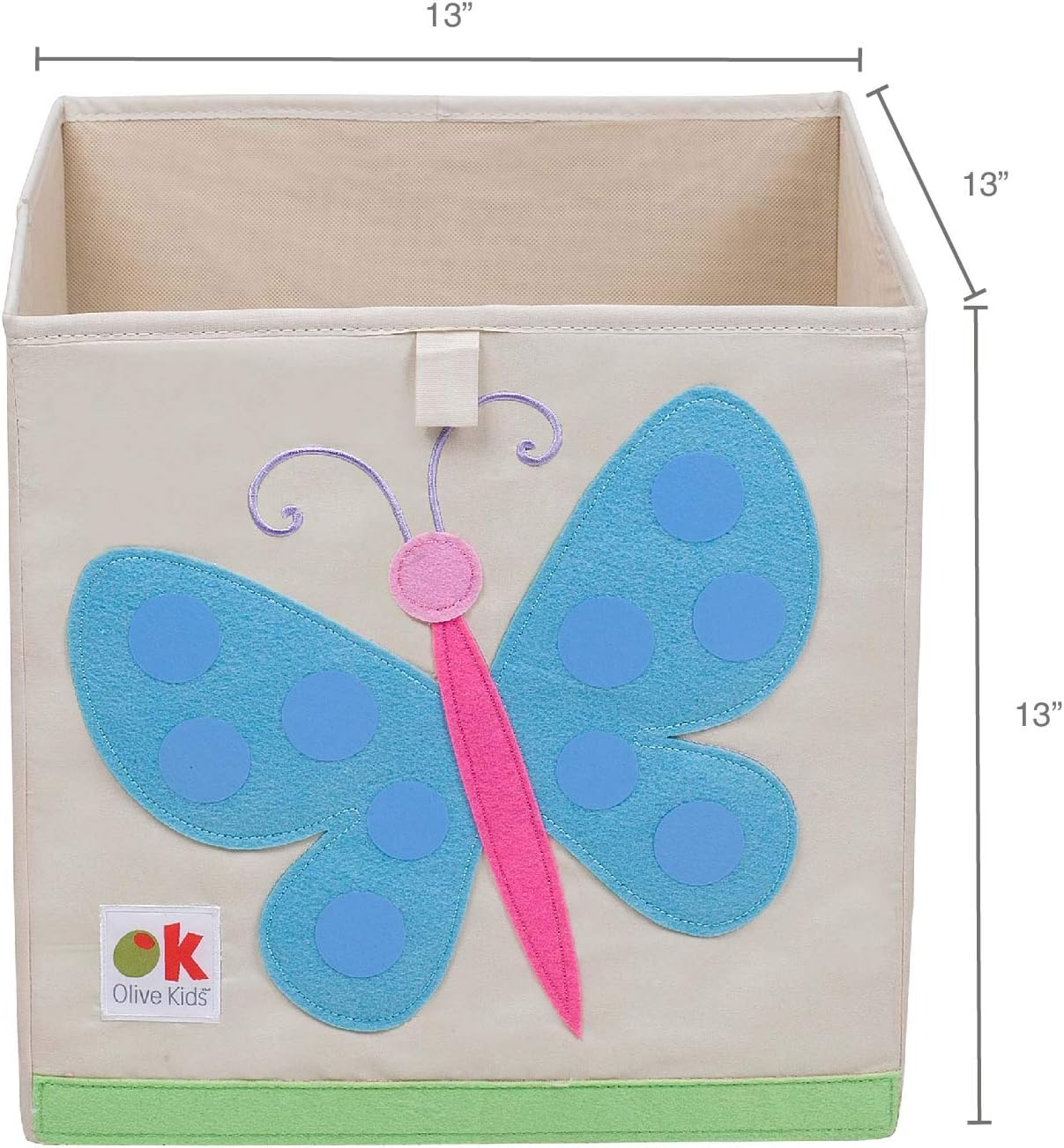 Wildkin Kids 13" Storage Cube – Durable Organizer for Toys, Books, & Art Supplies - Butterflies