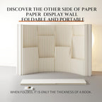 Portable Accordion Paper Room Divider with Storage Shelves, Folding Privacy Screen Partition Wall, Freestanding Room Separator for Office, Studio Apartment, Home, Dorm, Exhibition (13.2'W x 6.6'H)