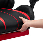 HOFFREE RGB Gaming Chair with Speakers Massage Computer Gaming Chair with LED Lights and Footrest High Back Video Game Chair for Adults Red and Black