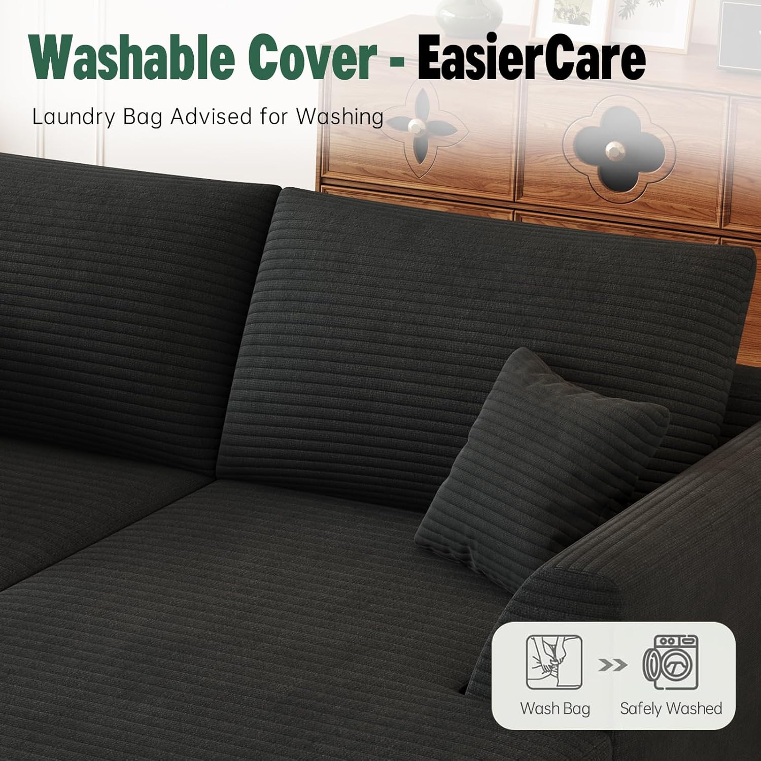 106” Modular Sectional Sofa, Cloud Sectional Couch with Deep Seat, Modern Modular L-Shape Sofa Couch with Chaise,Upholstered Boneless Couches for Living Room Bedroom No Assembly Required