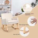 POWERSTONE Upholstered Rocking Glider Nursery Mid Century Accent Lounge Arm Chairs for Small Spaces Bedroom Living Room (Beige)