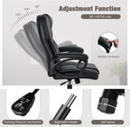 JUMMICO Executive Office Chair High Back Managerial Home Desk Chair, Adjustable Swivel Computer PU Leather Chair with Lumbar Support (Black)