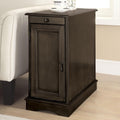Stylish Modern Transitional Gray Side Table/Nightstand with USB Outlet - Multifunctional Solid Wood Storage Cabinet for Your Home!