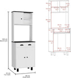 23.6"D*13.7"W*90"H Freestanding Storage Cabinet with Drawer & 2 Open Shelves, Top Single Door & Lower Double Door, Black Legs, Rectangular Kitchen Pantry, for Living Room, Dining Room, White