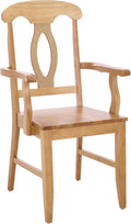 SAFAVIEH Home Collection – Hannelore Solid Wood Dining Arm Chair, Light Oak Finish, Classic Transitional Seating Design (DCH6907B)