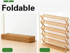 6-Tier Bamboo Shoe Rack - Large Capacity Folding Shoe Organizer, Stylish Wooden Storage Cabinet for Entryway, Space-Saving Design, Durable & Elegant