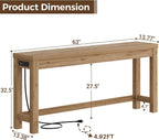 Cyclysio 63" Console Tables for Entryway, Long Console Tables for Living Room, Behind Couch Table, Sturdy Wood Support Farmhouse Entryway Table with 3AC+2USB Charging‌ Station, Natural Oak