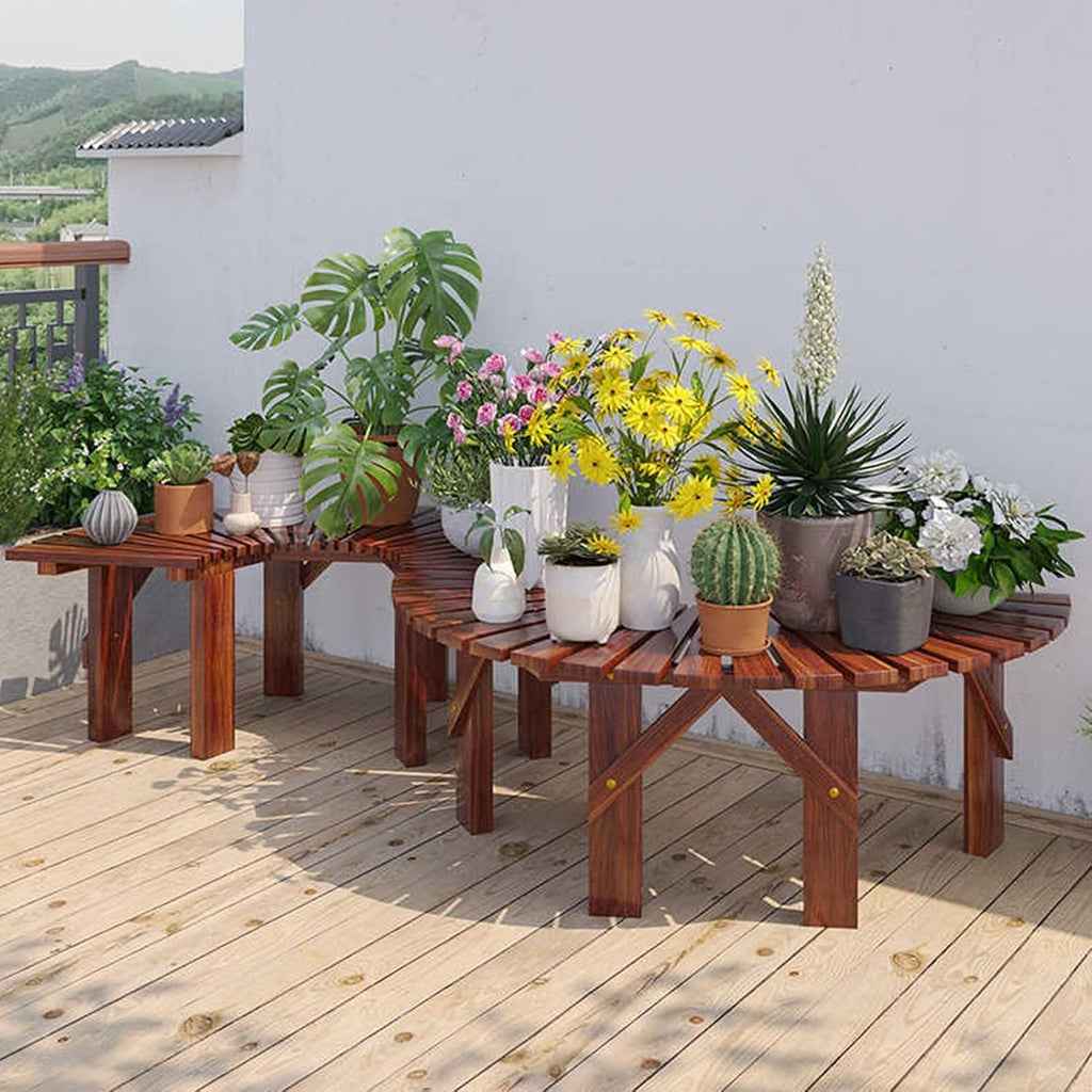 Wooden Curved Bench Weatherproof Outdoor Benches,Garden Tree Wrap Around Seater