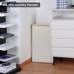 Slim Laundry Hamper,Narrow laundry Hamper with Lid,60L Hamper for Laundry,Dirty Cloth Hamper with Bamboo Handle for Towels, Clothes Organizing,Beige