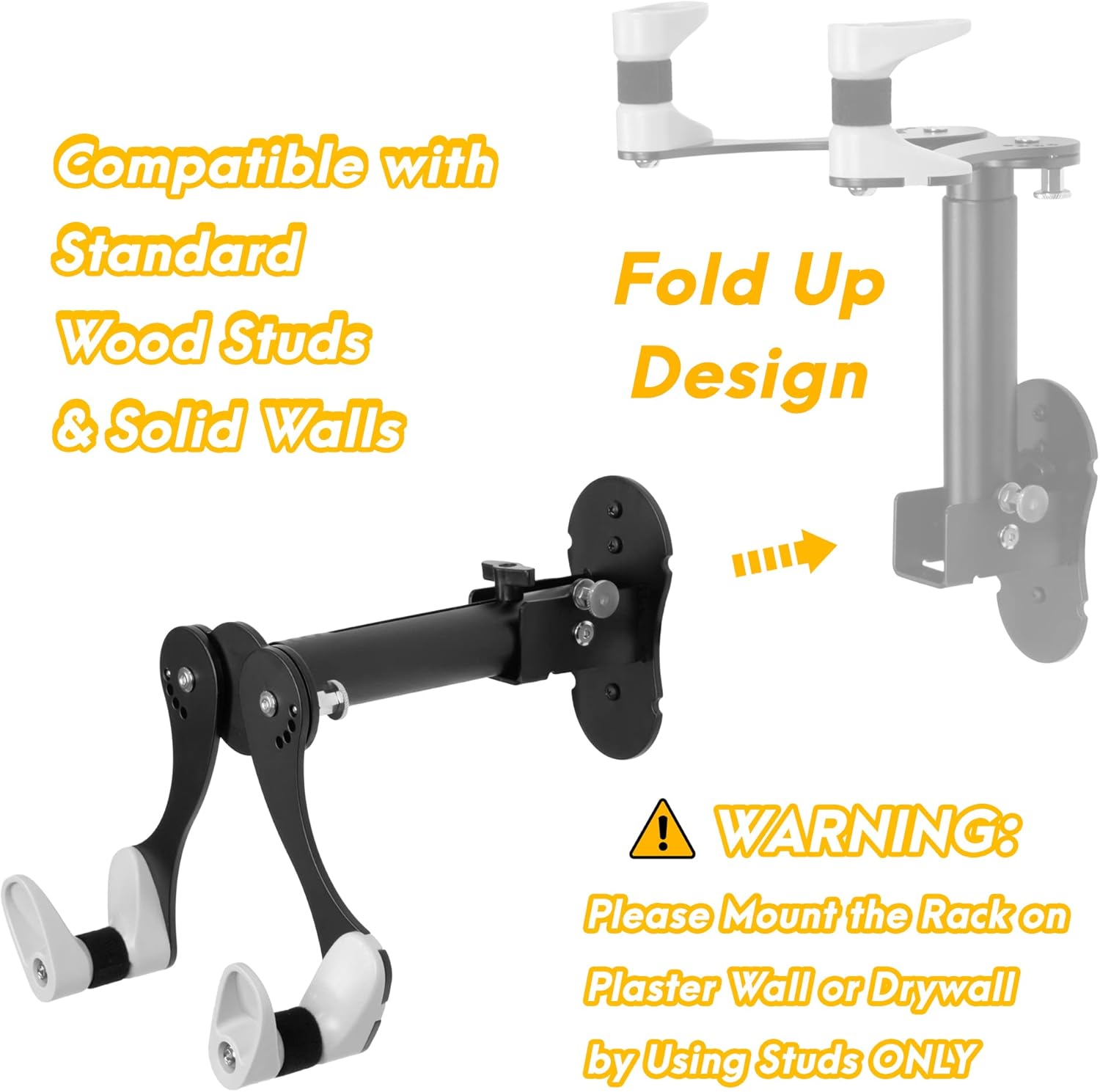 CyclingDeal Bike Wall Mount Rack - Adjustable, Extendable & Foldable - Indoor Storage Horizontal Cycling Hook Hanger Organiser - Safe & Secure for MTB, Road Bicycles in Garage or Home - Pack of 2