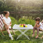 Garvee Folding Table, Plastic Personal Foldable Tables, Adjustable Rectangular Dining Table, Simple Bedside Square Table, for Party, Dining, Events, Picnic Indoor, Outdoor, Camping, 76 * 50Cm