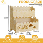 Solid Wood 2-Tier Kids Toy Storage Organizer, Kids Bookshelfs,Montessori Bookshelf Large Stuffed Animal Storage Bin Toddler Playroom Toy Box, Suitable for Kids Rooms, Nursery, Toddler Book Rack