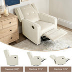 SweetGO Nursery Glider Recliner, 360° Swivel Microfiber Rocker w/Footrest | Ergonomic lumbar support, quiet glide, reinforced frame, tool-free assembly, 135° recline