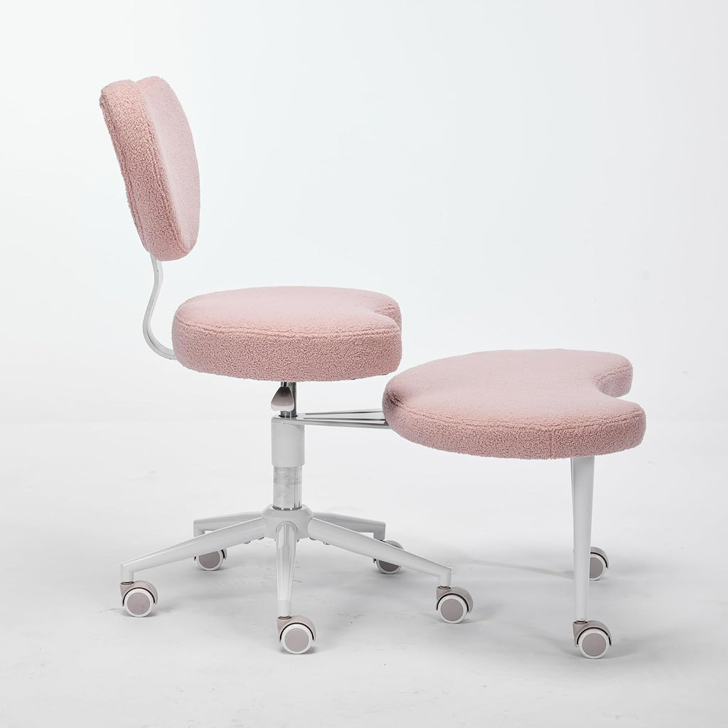 Meditation Chair Plus, Cross Legged Chair with Wheels, ADHD Chair, Criss Cross Desk Chair with Lumbar Support and Adjustable Stool, Flexible Design for Fidgety Sitters, Pink