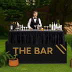 Vercraft Portable Bar Top Riser Tables Folding Bar Riser Mobile Table Foldable Portable Risers with Skirt for Events Wedding Banquet Home Party Picnics (Table Not Included)(Black Skirt,6 ft,Black)