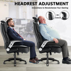 600lbs Big and Tall Office Chair, Heavy Duty Executive Desk Chair for Heavy People, Extra Wide PU Leather Computer Chair with 4" Adjustable Headrest & Air Lumbar Support