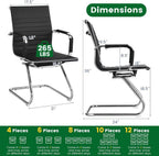 POWERSTONE Office Reception Guest Chair Set of 2 - Office Conference Desk Chair with No Wheels, Ergonomic Mid Back PU Leather Metal Base with Arms for Home Conference Meeting Waiting Room Lobby