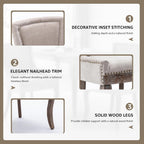 Upholstered Dining Chairs Set of 2, Beige Fabric Kitchen Chair with Nailhead Trim, Farmhouse High Back Kitchen & Dining Room Chairs, Solid Wood Legs, Sillas de Comedor (Beige, 2 Pcs)