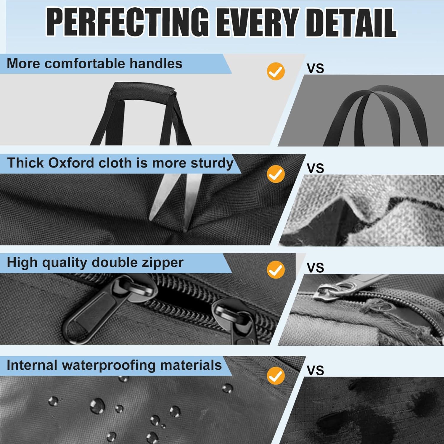 Heavy Duty Folding Chair Storage Bag, [Thick Fabric+Front Pocket] 40.5" x 12.2" x 20",For Metal/Plastic/Wooden Chairs, Large Waterproof Carry Bag with Sturdy Pad Handle,Black, (Only bag)