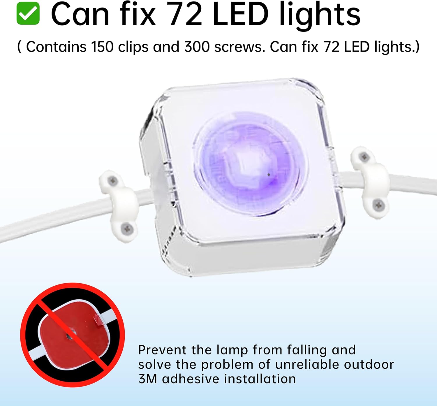 Mount for Govee Outdoor LED Lights (Non-Pro Version) & Brackets Kit for H705A/H706A/H805A, Wall Holder, Rope Light Clips, Replacement Parts, Waterproof, Eaves/Soffit Mount - Universal LED Accessories