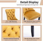 Modern Dining Chairs Set of 4, Tufted Upholstered Dining Chair with Solid Wood Legs, Yellow Velvet Accent Chair, Sillas de Comedor, 4 Dining Chairs (Gold, Velvet, 4Pcs)