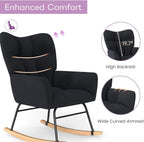 KROFEM Comfort Rocking Chair for Nursery,Anti-Tip Glider with 440 Lb Limit and Breathable Cotton Cover,Grey