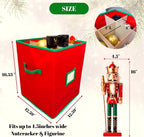 Large Christmas Nutcracker Storage Container with Adjustable Dividers，16.5in Tall Xmas Ornament Storage Box Can Hold 9 Nutcracker & Figurine for Holiday Decor Storage