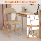 6 Pack Folding Chairs with Padded Seats, Portable Metal Folding Chairs, Vinyl White Padded Folding Chair for Home Party Office Event Outdoor Indoor (Brown, 6 Pack)