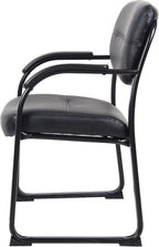 Boss Office Products Leather Sled Base Side Chair with Arms in Black (B9519)