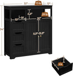Yaheetech Bathroom Storage Cabinet, Wide Floor Cabinet with 3 Drawers and 2 Doors, Barhroom Storage Organizer with 2 Open Shelves, Adjustable Shelf, for Living Room, Kitchen, Hallway, Black