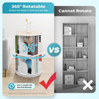 2 Tier Rotating Bookshelf for Living Room, Bedroom, Office & Study | 360° Revolving Bookcase, Dividers, Anti-Falling Design, Space Saving, Floor Standing, Book Organizer