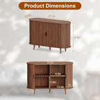 47" Buffet Cabinet,Sideboard Buffet Cabinet with Storage,Sideboard Console Table with Sliding Door & Adjustable Shelf,Curved Edge Sideboard Cabinet for Living Room, Kitchen(Walnut)