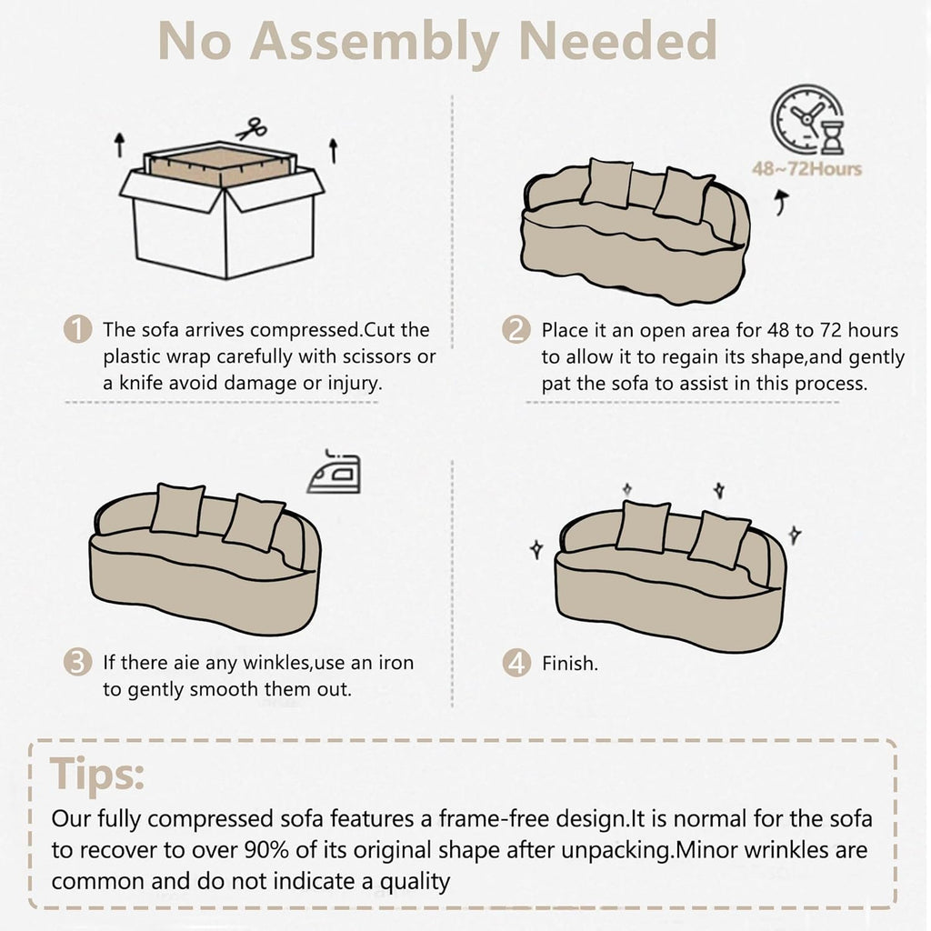 67" Curved Loveseat Sofa for Living Room, Curved Deep Seat Cloud Loveseat with 2 Throw Pillows, Teddy Fabric Modern Loveseat for Small Spaces, White Loveseat, No Assembly Required