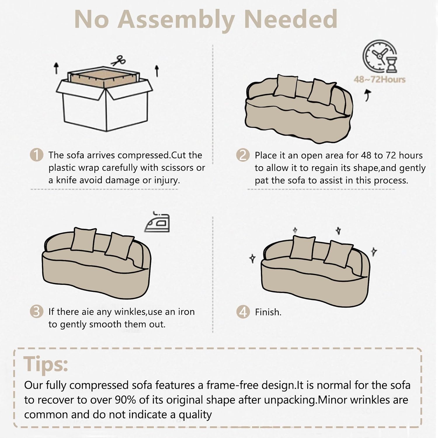 67" Curved Loveseat Sofa for Living Room, Curved Deep Seat Cloud Loveseat with 2 Throw Pillows, Teddy Fabric Modern Loveseat for Small Spaces, White Loveseat, No Assembly Required