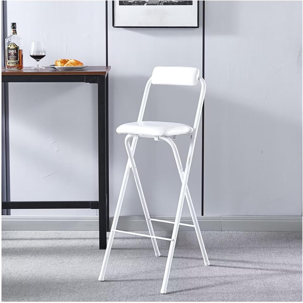 Portable Folding Chair with Backrest for Home Office Party White 100kg Capacity(28in/70cm)