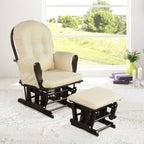 Nursery Rocking Chairs Nursery Glider Rocking Chair Wood Baby Rocker with Ottoman Cushion Upholstered Nursing Chair with Padded Arms (Beige)