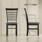 HOMCOM Wooden Dining Chairs Set of 2, Farmhouse Upholstered Kitchen Chairs with Rubber Wood Frame for Living Room, Dining Room, Black and Gray